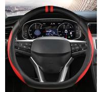 Protector En Forma De D para Volante Coche Cubierta Cuero Embellecedora para Asiento para Ateca FR 2017-2020 para Leon ST 2020 Accesorios para Automóviles(Rojo)