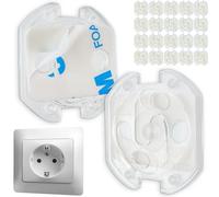 Protector Enchufes para Pegar, 20 piezas, Transparente, para bebés y niños, apto para enchufes SchuKo de tipo F, Kit Seguridad Bebe, Cubre Enchufes, Tapa enchufes, protege enchufe, protección enchufes