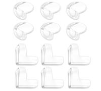 Protector Esquinas Muebles Bebe, 12 pcs Protector esquinas y Enchufes para Seguridad,Mesa Muebles Cubre Esquinas Fuerte Adhesion Protege Bebe, adhesivo transparente con 2 formas para diferentes mueble