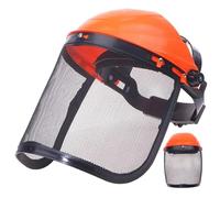 Protector facial completo de malla de acero ajustable con frente esponjosa, máscara facial protectora transpirable a prueba de salpicaduras para golpear malas hierbas, moler, motosierra, jardine