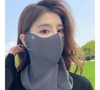 Protector facial transpirable para mujer con tela de nailon, bloqueo solar, trabillas ajustables para las orejas y puente nasal flexible, diseñado para deportes y actividades de verano (gris)