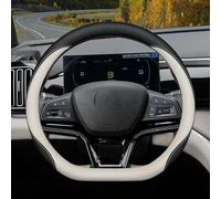 Protector Fundas Cuero Volante Ultrafinas Transpirables Antideslizantes Y Absorbentes del Sudor Accesorios Interior Coche Verano Auto Cubierta(D/Black White)