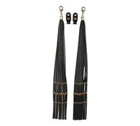 Protector Horquilla Delantera Fundas Cuero universales manetas Freno Motocicleta, compatibles con Harley Indian Diseño Calavera Flecos borlas(Black)