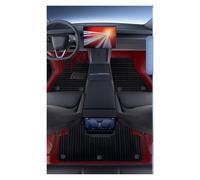 Protector Maletero Coche Para Tesla Para Model Y Para Juniper 2025 2026 Revestimientos Piso Doble Capa Con Alfombra Tapetes Cuero PU Totalmente Redondeados(Red Dual Layer)