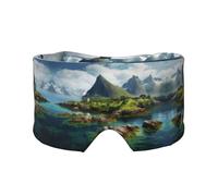 Protector ocular estampado de las Islas Noruegas, equipo reversible para dormir, envoltura de bloqueo de luz, para comodidad de viaje