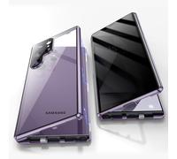 Protector Pantalla de Privacidad Carcasa para Samsung Galaxy S24 Ultra,Funda Antiespía Adsorción Magnética Funda Protectora 360, Anti-Spy Protección privacidad Vidrio Templado Anti Peep Case,Violeta