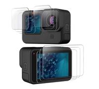 Protector Pantalla para GoPro Hero 12/11/10/9 Black 9 Piezas Instalación Fácil 9H Protector de Pantalla Trasera de Vidrio Templado Ultra Claro, Protector de Lente, Protector de Pantalla Frontal