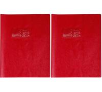 Protector para libro de ejercicios Clairefontaine, de PVC, 170 x 220 mm, soporte de etiqueta, efecto piel - rojo intenso (Paquete de 2)