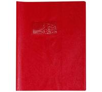 Clairefontaine ES Protector para libro de ejercicios Clairefontaine, de PVC, 170 x 220 mm, soporte de etiqueta, efecto piel - rojo intenso