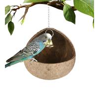 Protector para Pájaros: Cabaña para Pájaros con Concha De Coco, Aislada, Casa De Madera Rústica, Refugio para Colgante | Patio Trasero Jardín Patio Cubierta De Árbol Aviario LOR