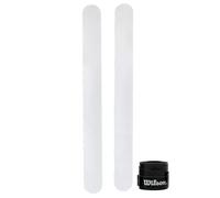 Protector para Pala de Padel Transparente Pack de Dos Unidades Protectores + Overgrip Wilson - Protector Pala Padel Transparente con Acabado Rugoso para Mayor Proteccion (2 Trans + Over Negro)