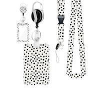 Protector para portatarjetas, portatarjetas con carrete, portatarjetas para mujer con cordón extraíble | Funda porta tarjetas de identificación para ropa de trabajo con ventana transparente para