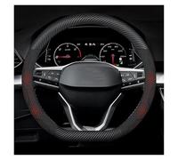Protector para Seat para Leon para Ibiza para FR 2 para Ateca Protector Cuero Gamuza Fibra Carbono Volante Coche Auto Cubierta(Carbon Red,D)