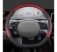 Protector para Volante De Coche, Accesorios Interiores Cuero PU En Forma D para Hyundai Ioniq 5 2016-2022(Wine Red)