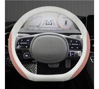 Protector para Volante De Coche En Forma D, Accesorios Cuero PU para Interior Automóvil, para Hyundai Ioniq 5 2016-2022(White Pink)