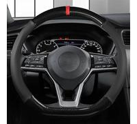 Protector para Volante De Coche En Forma D Cuero PU + Fibra Carbono para Nissan para Rogue Sport Hybrid 2017-2020 Cubierta Trenzada Duradero(D)