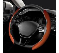 Protector para Volante De Coche Fibra Carbono, Cubiertas Dirección Antideslizantes Transpirables, Adecuadas para Audi 37-38cm(Breathable Brown)