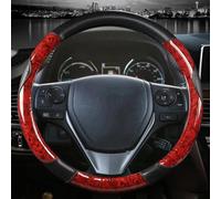 Protector para Volante De Coche Grano Madera Caoba, para Toyota E'Z RAV4 2013, 2014, 2015, 2016, 2017, 2018, 2019(Rojo)