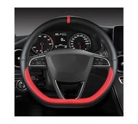 Protector Protector Cuero Microfibra Volante Coche para Seat para Tarraco para Arona para Ateca para Ibiza para Toledo Auto Cubierta(Rojo,D)