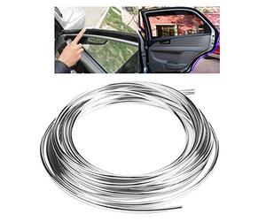 Protector Puertas Coche Perfil U 6mm x 4mm 6 Metros Plateado | Moldura adhesiva de goma flexible, tira oculta , protección lateral antiimpactos, acabado cromado discreto,