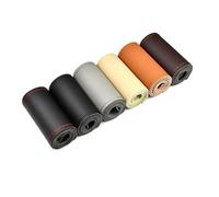Protector Puntada Universal De Cuero para Volante Coche Cubierta Envolvente Costura Transpirable Y Antideslizante Auto Cubierta(Beige,Hole)