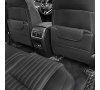 Protector Respaldo Trasero Asiento Coche Universal para Fiat 500/Panda/Tipo, 2Piezas Cuero Almacenamiento Organizador, Impermeable Anti-Rasguños Accesorios,A/Black