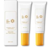 Protector solar con color SPF 50, crema solar facial SPF 50 para maquillaje diario, hidratante, resistente al agua y al sudor, con protección UV