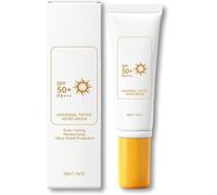 Protector solar con color SPF 50, crema solar facial SPF 50 para maquillaje diario, hidratante, resistente al agua y al sudor, con protección UV