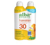 Protector solar en aerosol Alba Botanica Hawaiian Coconut con FPS 30 de amplio espectro, resistente al agua y biodegradable, botella de 147 ml (paquet