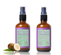 Protector solar en aerosol de sebo de res, bloqueador de luminosidad diurna con óxido de zinc y aceite de coco, hidratante natural, fórmula no grasa, esencial para vacaciones en la playa