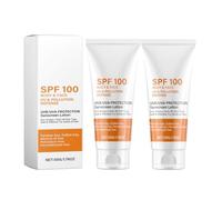Protector solar facial SPF100, protector solar, loción de protección solar para todo el cuerpo con protección UV, antienvejecimiento e hidratante, protector solar calmante, no graso (2 unidades)