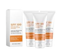 Protector solar facial SPF100, Sunscreen, loción de protección solar para todo el cuerpo con protección UV, antienvejecimiento e hidratante, protector solar calmante, no graso (3 unidades)