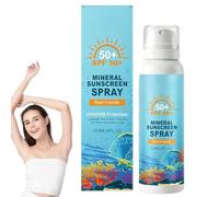 Protector solar mineral en spray FPS 50, protección de amplio espectro para rostro y cuerpo, fórmula suave para piel sensible, spray ligero y resistente al agua (1 piezas)