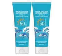 Protector Solar Mineral SPF 50 - Crema Protectora De Amplio Espectro For Rostro Y Cuerpo Resistente Al Agua 80 Min, Sin Tono Blanco(2pcs)