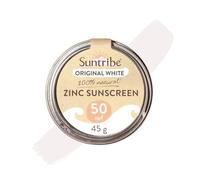 Protector Solar Natural Mineral Zinc FPS 50 Suntribe - 45 g, Blanco Original, Ecológico - 100% Natural, Seguro para Arrecifes - Surf & Deporte - Filtro UV Mineral - Muy Resistente al Agua