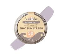 Protector Solar Natural Mineral Zinc FPS 50 Suntribe - 45 g, Tinte Cacao, Ecológico - 100% Natural, Seguro para Arrecifes - Surf & Deporte - Filtro UV Mineral - Muy Resistente al Agua