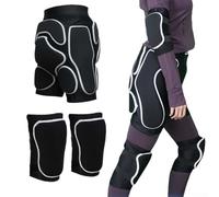 Protector transpirable de cadera de esquí con protectores de rodilla y codo, pantalones de EVA gruesos para snowboard y patinaje sobre hielo, equipo flexible anticaídas para adultos (juego XL)