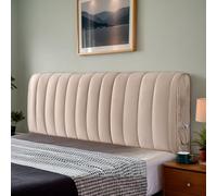 Protector universal de cabecero a prueba de polvo con bolsillo lateral, diseño de rayas verticales para un ajuste cómodo en el dormitorio, habitación de invitados o habitación de hotel