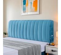 Protector universal de cabecero a prueba de polvo con bolsillo lateral, diseño de rayas verticales para un ajuste cómodo en el dormitorio, habitación de invitados o habitación de hotel