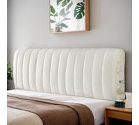 Protector universal de cabecero a prueba de polvo con bolsillo lateral, diseño de rayas verticales para un ajuste cómodo en el dormitorio, habitación de invitados o habitación de hotel