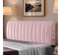 Protector universal de cabecero a prueba de polvo con bolsillo lateral, diseño de rayas verticales para un ajuste cómodo en el dormitorio, habitación de invitados o habitación de hotel