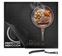 Protector Vitroceramica Induccion 60x52 cm Recortable - Protector Placa Induccion Silicona Antideslizante con Cepillo de Limpieza, Cubre Vitroceramica Silicona Resistente al Calor