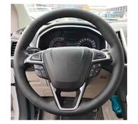 Protector Volante Coche Para Ford Para Fusion Para S-Max 2013-2019 | Cuero, costuras de bricolaje, protege el volante del desgaste.(Light Blue Thread)
