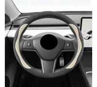 Protector Volante Coche Para Tesla Model3 Modely Edamame ModelX/S | Protector volante coche, cubierta agarre peludo las cuatro estaciones, accesorios interiores coche(Black Rice White)