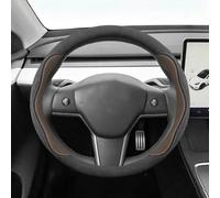 Protector Volante Coche Para Tesla Model3 Modely Edamame ModelX/S | Protector volante coche, cubierta agarre peludo las cuatro estaciones, accesorios interiores coche(Black brown)