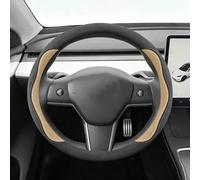 Protector Volante Coche Para Tesla Model3 Modely Edamame ModelX/S | Protector volante coche, cubierta agarre peludo las cuatro estaciones, accesorios interiores coche(Black yellow)