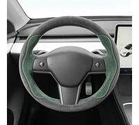 Protector Volante Coche Para Tesla Model3 Modely Edamame ModelX/S | Protector volante coche, cubierta agarre peludo las cuatro estaciones, accesorios interiores coche(Black green)