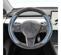 Protector Volante Coche Para Tesla Model3 Modely Edamame ModelX/S | Protector volante coche, cubierta agarre peludo las cuatro estaciones, accesorios interiores coche(Black blue)