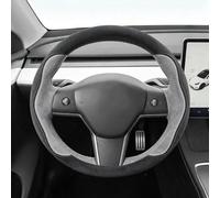 Protector Volante Coche Para Tesla Model3 Modely Edamame ModelX/S | Protector volante coche, cubierta agarre peludo las cuatro estaciones, accesorios interiores coche(Black gray)