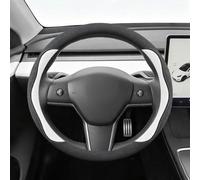 Protector Volante Coche Para Tesla Model3 Modely Edamame ModelX/S | Protector volante coche, cubierta agarre peludo las cuatro estaciones, accesorios interiores coche(Black white)